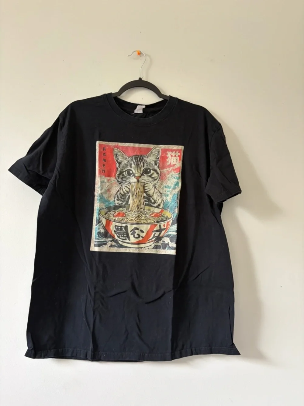 Cat Ramen Graphic T-Shirt - Black